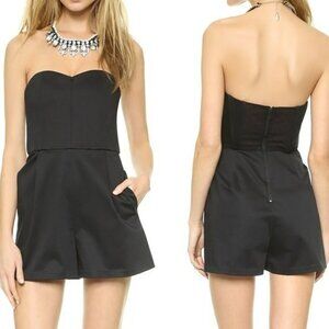 NWT Alice + Olivia Black Sleeveless Jumpsuit Shorts & Corset Pin-Up Romper L 12